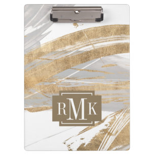 Monogram Gold & Grey Clipboard