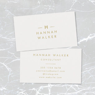 Monogram Gold Grey   Minimalist Elegant Modern Business Card