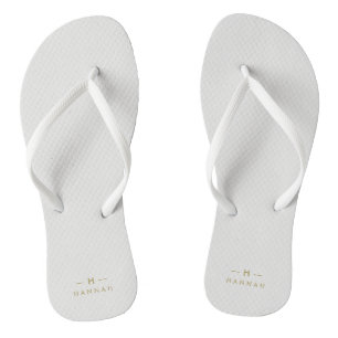 Monogram Gold Grey Minimalist Elegant Modern Jandals
