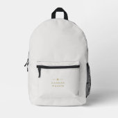 Monogram Gold Grey | Minimalist Elegant Modern Printed Backpack (Front)
