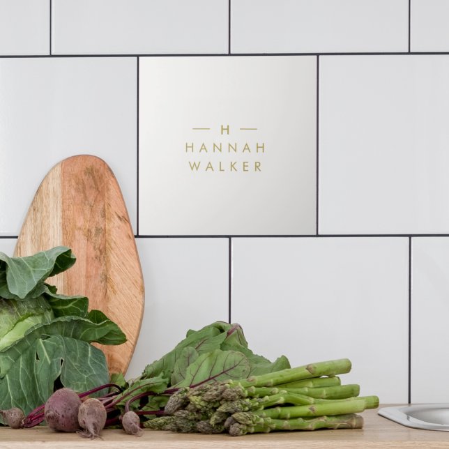 Monogram Gold Grey | Minimalist Elegant Modern Tile (Creator Uploaded)