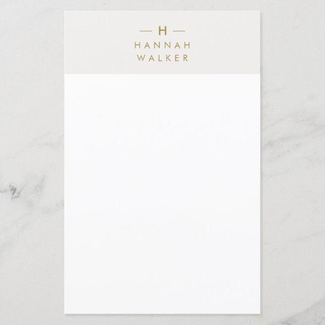 Monogram Gold Grey | Minimalist Elegant Stationary (Front)