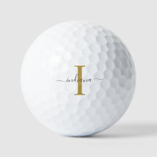 Monogram Gold Grey Script Name Modern Family Sport Golf Balls