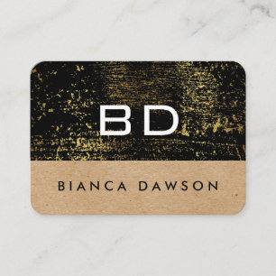 Monogram Gold Grunge Geometric Natural Business Card