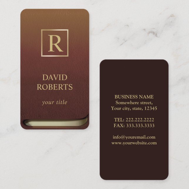 Monogram Gold Initial Elegant Book Cover Business Card (Front/Back)