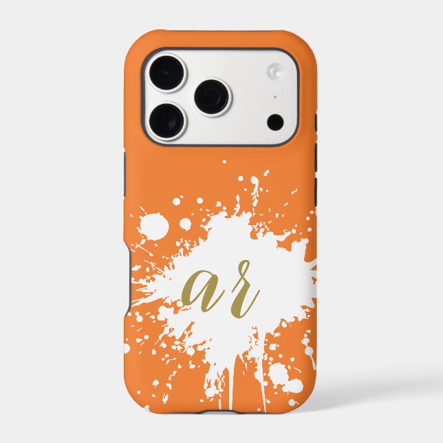 Monogram Gold Initials Orange White Splatter Cool (Back)