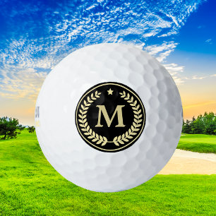 Monogram Gold Laurel Leaf Star Golf Balls
