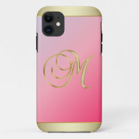 Monogram Gold Letter M Elegant Pink