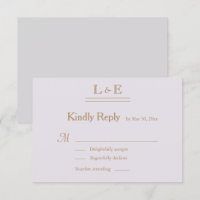 Monogram Gold Lilac Grey Ampersand Wedding RSVP