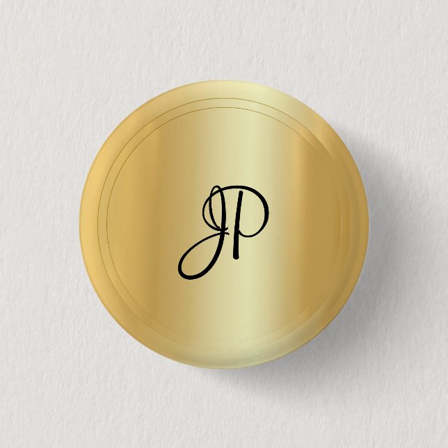 Monogram Gold Look Elegant Modern Template 3 Cm Round Badge (Front)