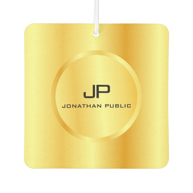 Monogram Gold Look Elegant Modern Template Car Air Freshener (Front)