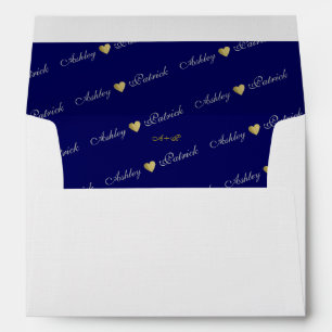 monogram gold love hearts, elegant wedding envelopes