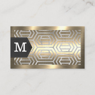 Monogram Gold Metal Glitter Foil Geometric Business Card