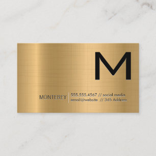 Monogram   Gold Metallic Background Business Card