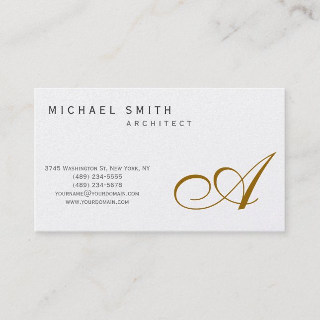 Monogram Gold Modern Simple Business Card (Front)