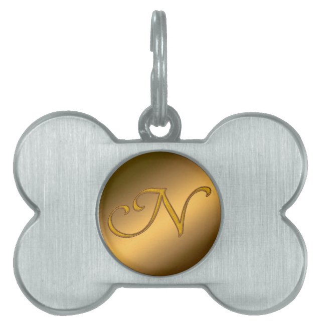 Monogram Gold N Pet ID Tag (Front)