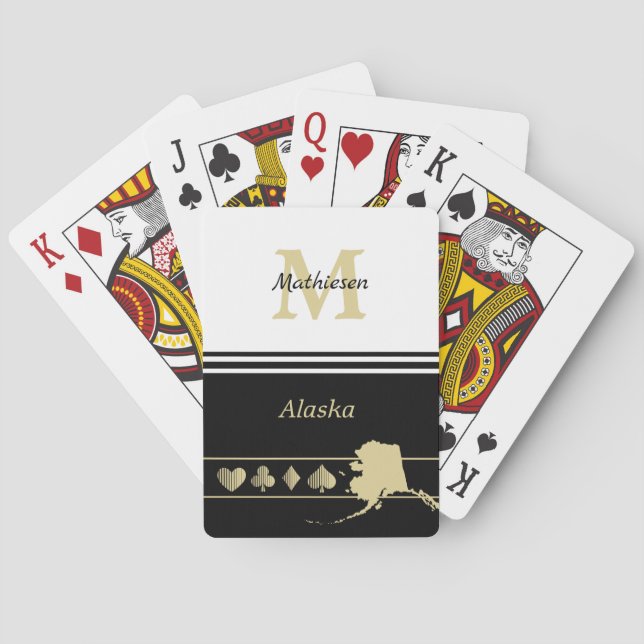 Monogram Gold Silhouette Alaska Playing Cards (Back)
