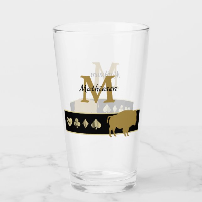 Monogram Gold Silhouette Bison Glass (Front)