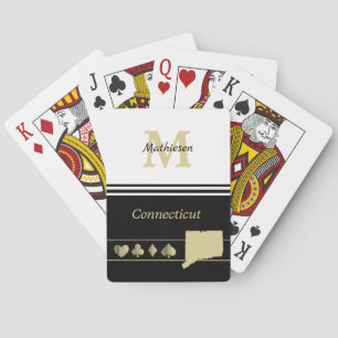 Monogram Gold Silhouette Connecticut Playing Cards