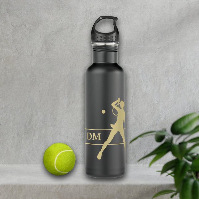 Monogram Gold Silhouette Female Tennis Player 710 Ml Water Bottle (Creator Uploaded)