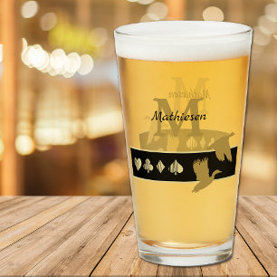 Monogram Gold Silhouette Flying Ducks Glass