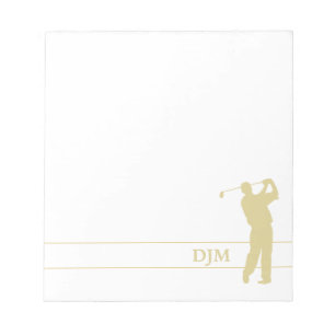 Monogram Gold Silhouette Golfer Notepad