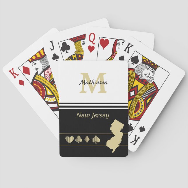 Monogram Gold Silhouette New Jersey Playing Cards (Back)