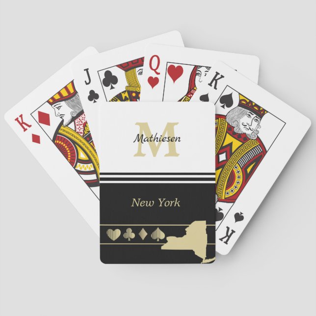 Monogram Gold Silhouette New York Playing Cards (Back)