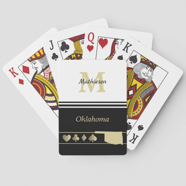 Monogram Gold Silhouette Oklahoma Playing Cards (Back)