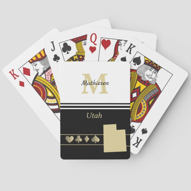 Monogram Gold Silhouette Utah Playing Cards (Back)