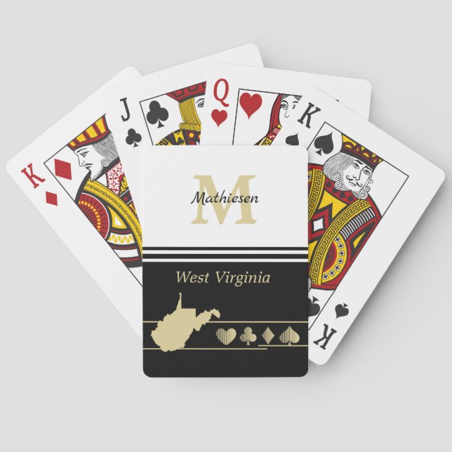 Monogram Gold Silhouette West Virginia Playing Cards (Back)