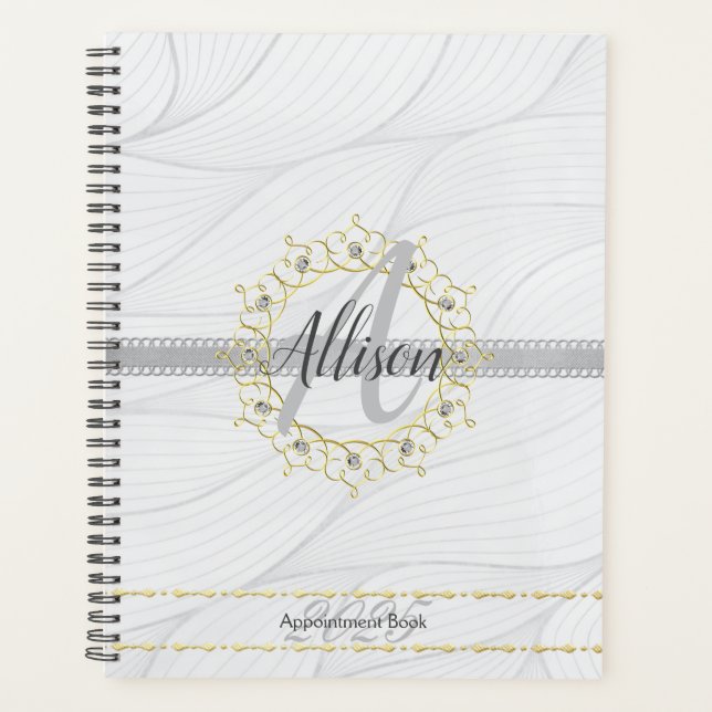 Monogram Gold Silver 2025 Appointment Book Planner (Front)
