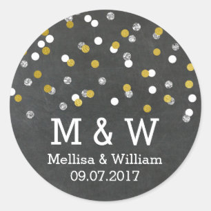 Monogram Gold Silver Confetti Wedding Favour Tags