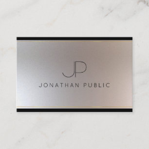 Monogram Gold Silver Look Elegant Modern Template Business Card