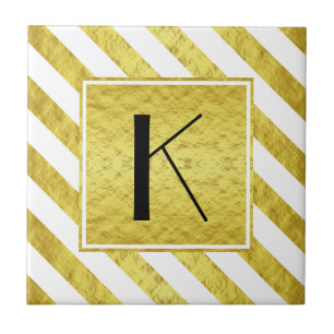 Monogram Gold Stripes Pattern Tile