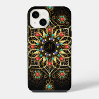 Monogram Gold Turquiose Red Mandala Jewel