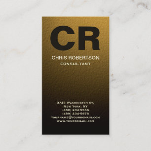 Monogram Gold Yellow Brown Effect Business Card