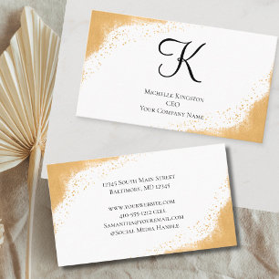 Monogram Gold Yellow Glitter Glam Trendy Women's Business Card