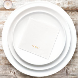 Monogram Golden 50th Wedding Anniversary Party Foil Napkins