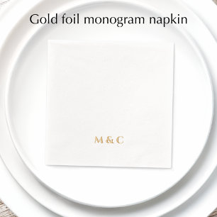 Monogram Golden 50th Wedding Anniversary Party Foil Napkins