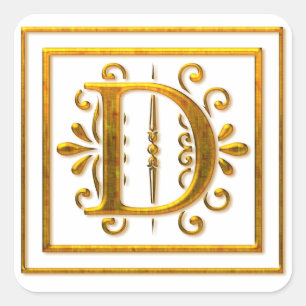 Monogram Golden D Elegant Stickers