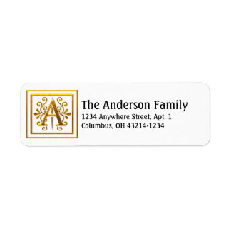 Monogram Golden Letter A Elegant Address Labels