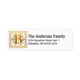 Monogram Golden Letter B Elegant Address Labels
