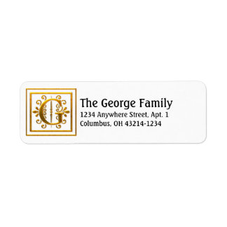 Monogram Golden Letter G Elegant Address Labels