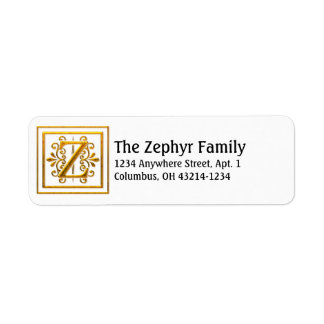 Monogram Golden Letter Z Elegant Address Labels