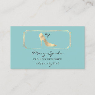 Monogram Golden Shoes Heels Logo Shop QR Water Business Card