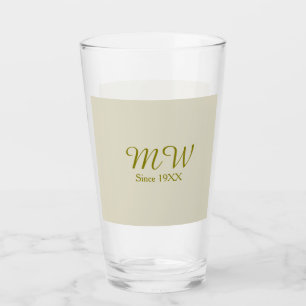 Monogram golden since 19XX year oatmeal wedding na Glass
