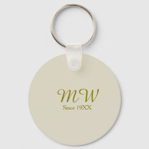 Monogram golden since 19XX year oatmeal wedding na Key Ring