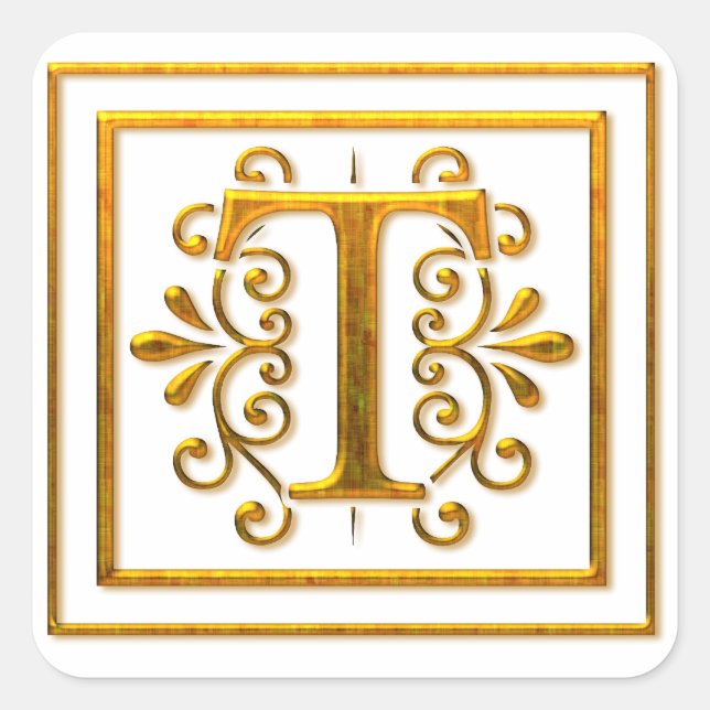 Monogram Golden T Elegant Stickers (Front)