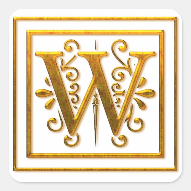 Monogram Golden W Elegant Stickers (Front)